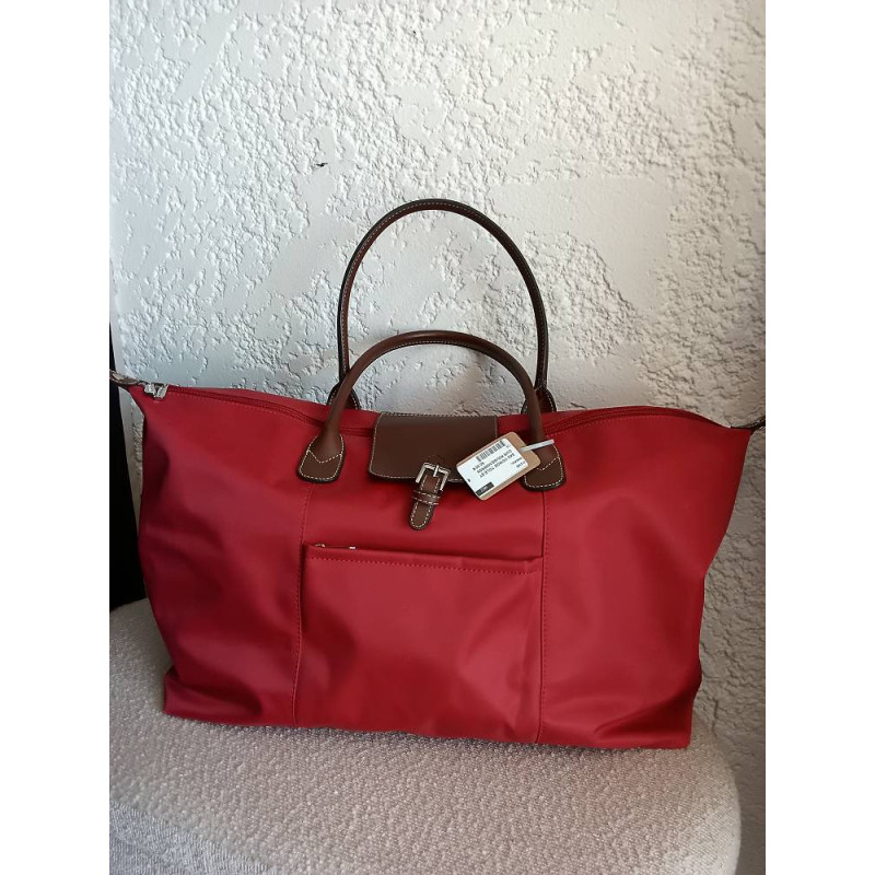 SAC VOYAGE TOILE ET CUIR ROUGE/MARRON  T.XL SYLVAIN LEFEBVRE 