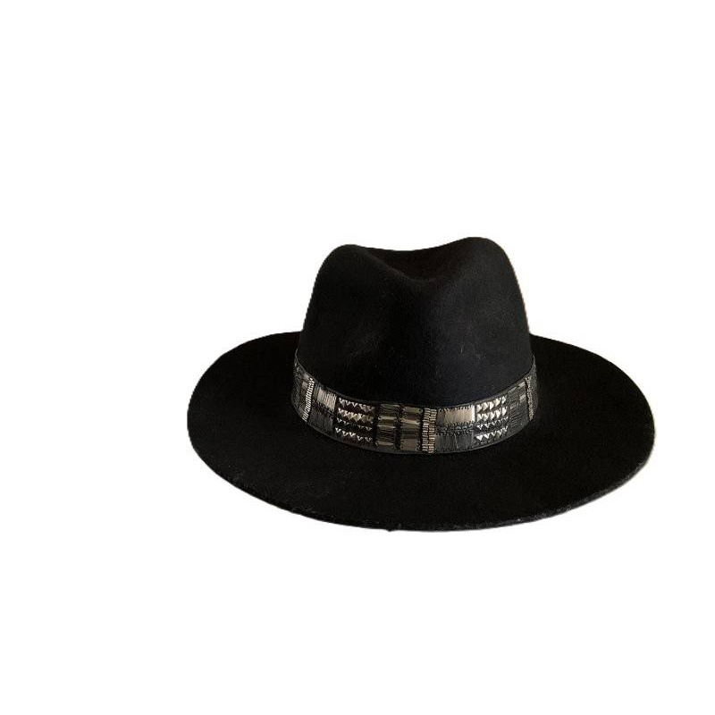 CHAPEAU AMENAPIH PARIS (HIPANEMA) - 100% LAINE - NOIR - REGLAGE DU TOUR DE TETE POSSIBLE 