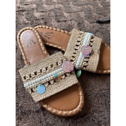 SANDALE BEIGE BRILLANT 36