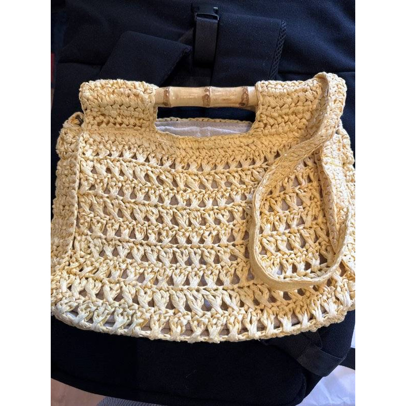 SAC BANDOULIERE RAPHIA JAUNE